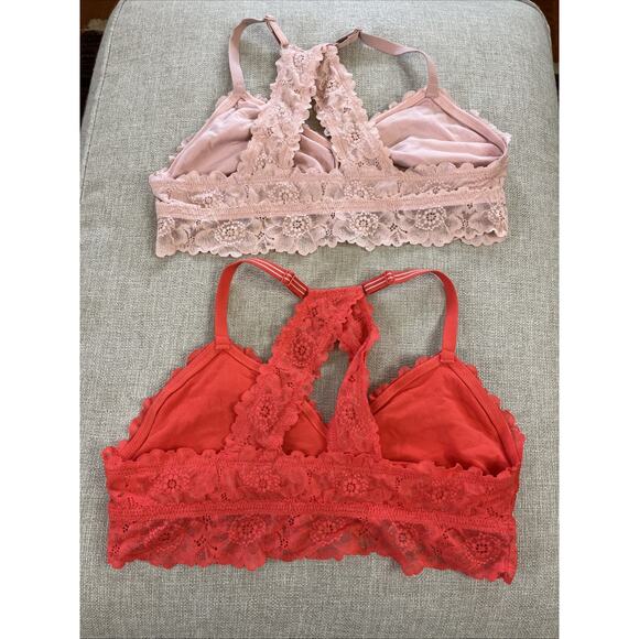 Aerie XL Lace Bralette Floral Wireless Lot Of 3 Adjustable Straps Comfort Pink - Picture 3 of 10